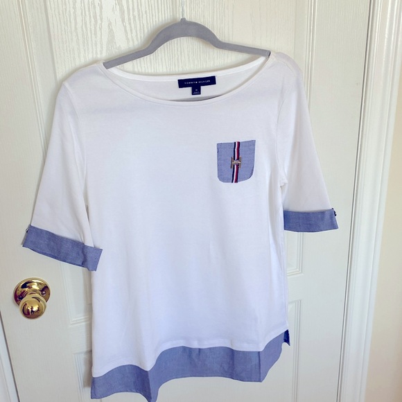 Tommy Hilfiger White with blue trim - Picture 1 of 2